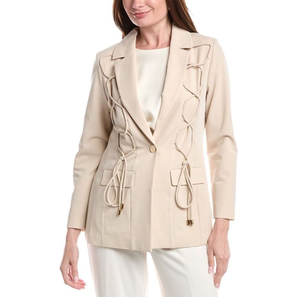 Misook Womens Modern Single Button Jacket, Tan